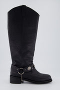 Western concho harness boots, black