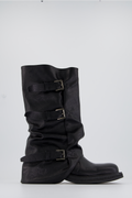 Belt buckle shirring half boots