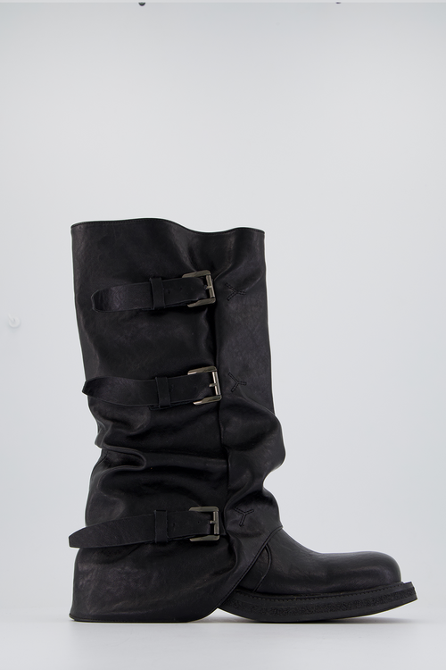 Belt buckle shirring half boots